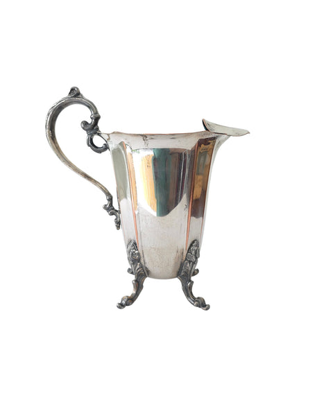 Vintage Footed Silver Over Copper Water Pitcher
