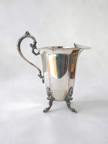 Vintage Footed Silver Over Copper Water Pitcher