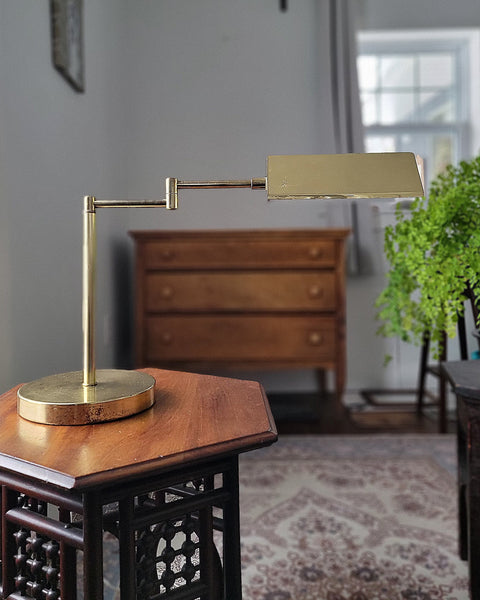 Mid-Century Brass Swing Arm Table Lamp