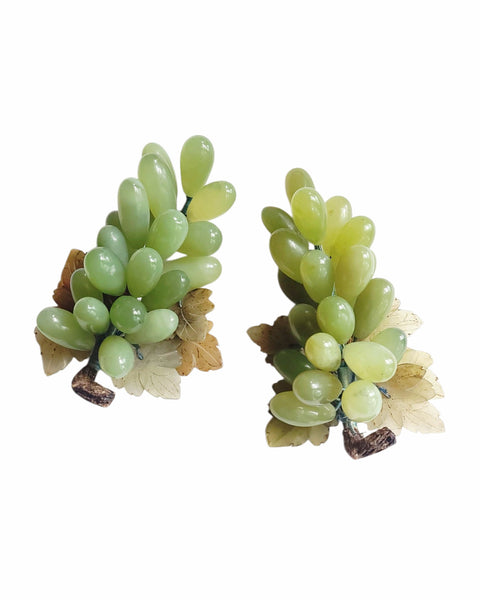 Vintage Pair Of Jade Grapes