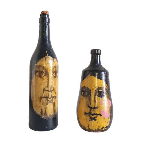 Artisan Painted Face Bottles