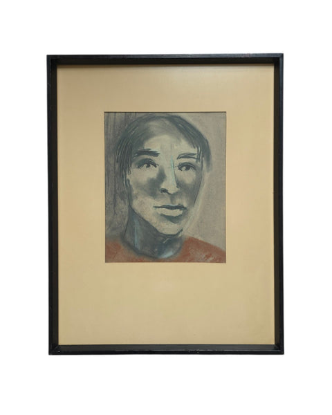 Framed Chalk Pastel Enigmatic Portrait