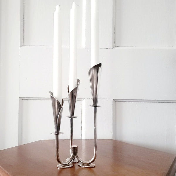 Danish Silver Calla Lily Candleholder