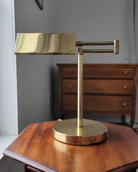 Mid-Century Brass Swing Arm Table Lamp