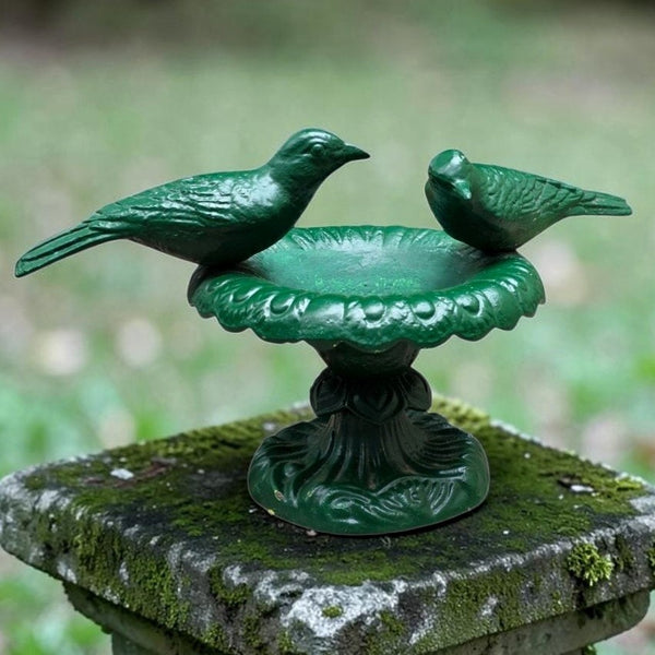 Vintage Heavy Cast Iron Table Top Small Bird Bath