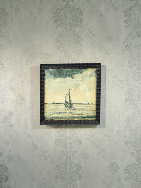 Antique Hand Painted Framed Tiles