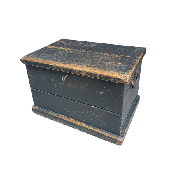 Antique Small Chest In Black Paint