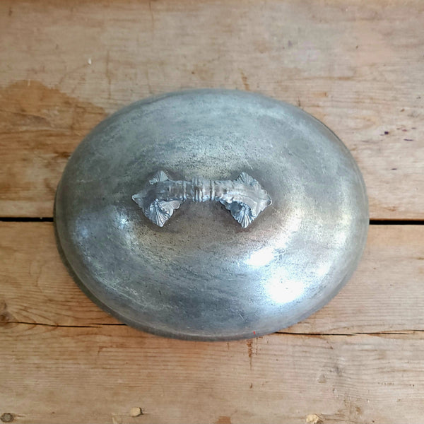 Antique English Pewter Metal Food Dome