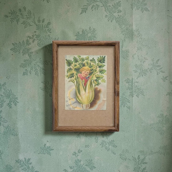 Antique Whimsical Celery Framed Trade Card