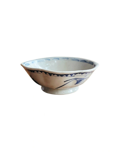 19th Century Chinese Provincial Blue & White Hand Painted Bowl