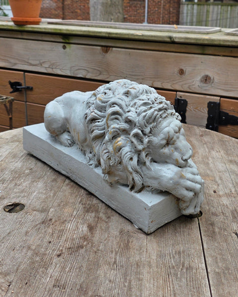 Cast Cement Sleeping Lion Statuary