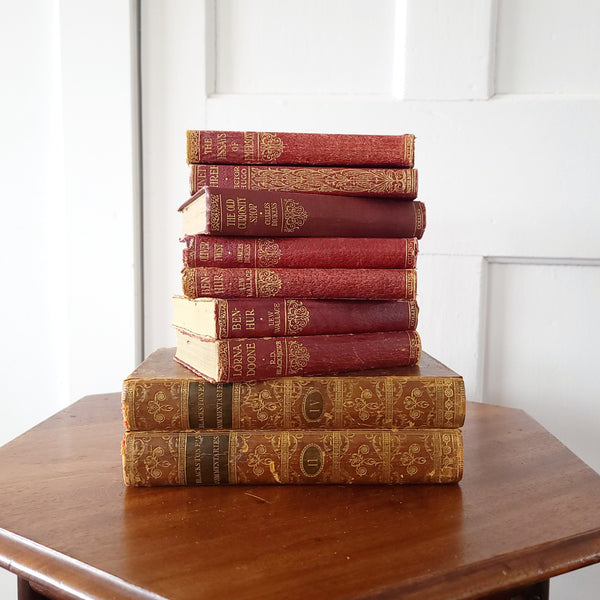 Stack Of Antique Red Books