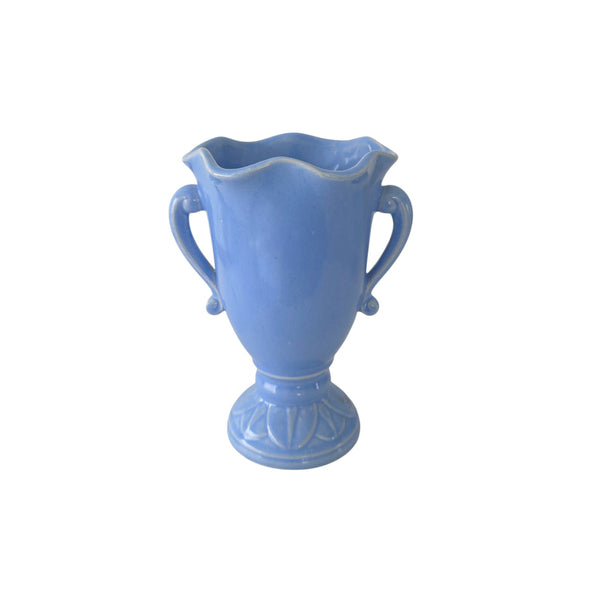 Shapely Perriwinkle Blue Double Armed Small Vase