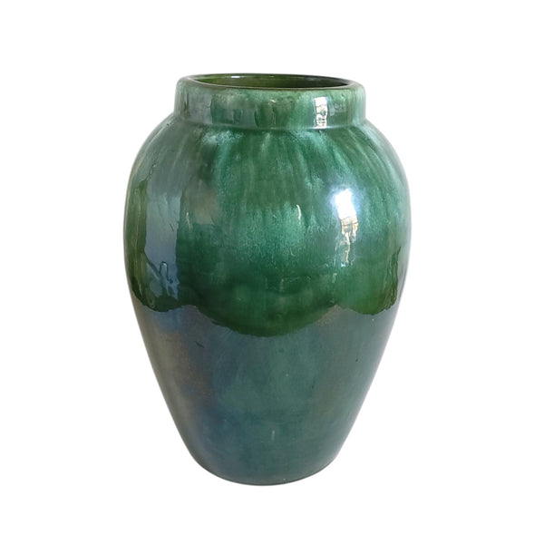 Large RRPCO Green Glaze Ceramic Oil Jar Vase