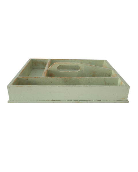 Wood Cutlery Tote In Green