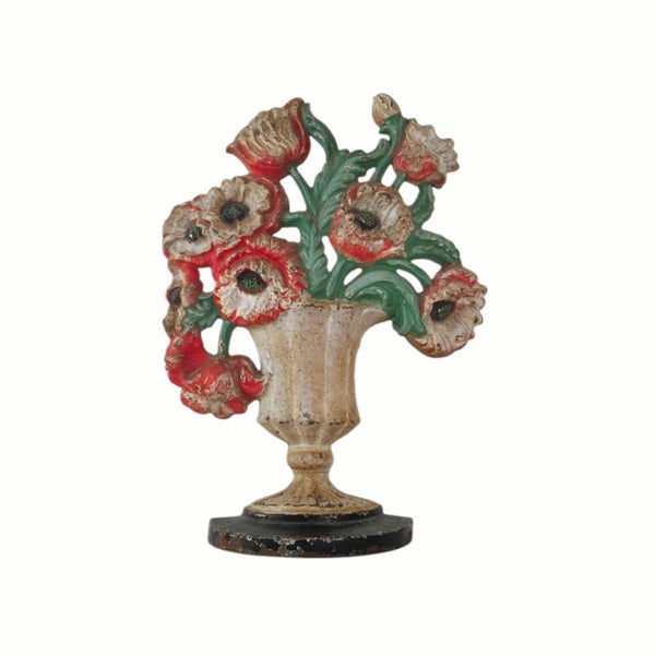 Hubley Cast Iron Painted Poppy Doorstop