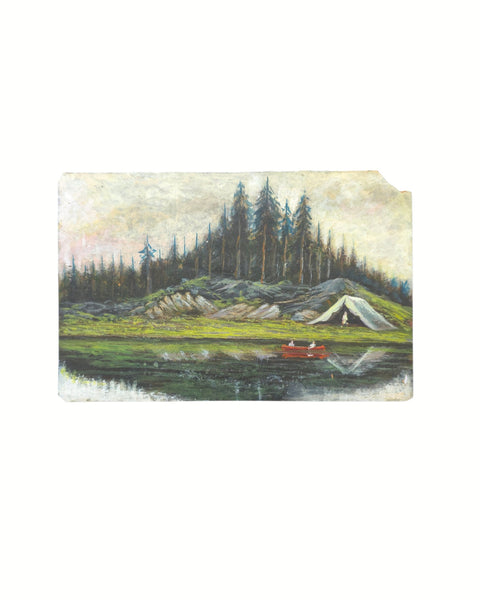 Waterside Landscape Oil On Paper