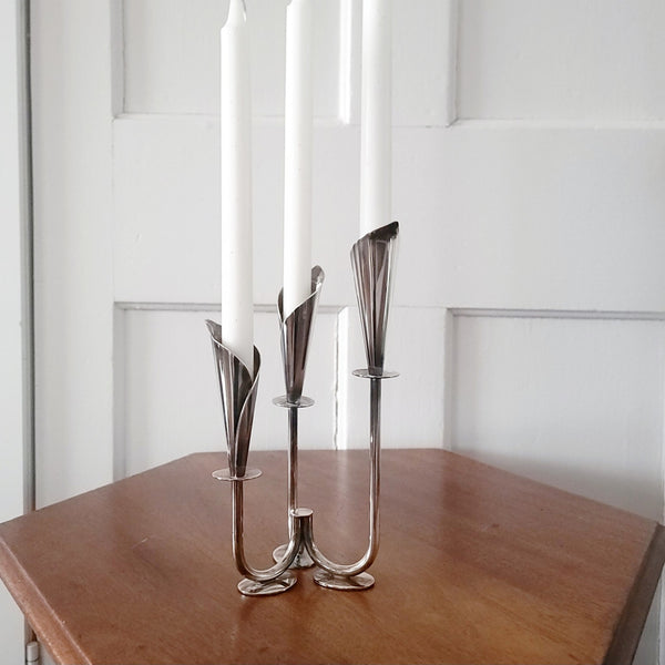 Danish Silver Calla Lily Candleholder