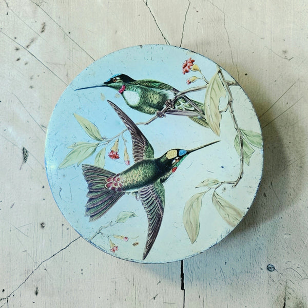 Circa 1950's Peak Frean Biscuit Tin With Humingbirds