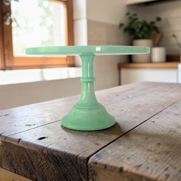 Mosser Glass Cake Plate In Jadeite Green