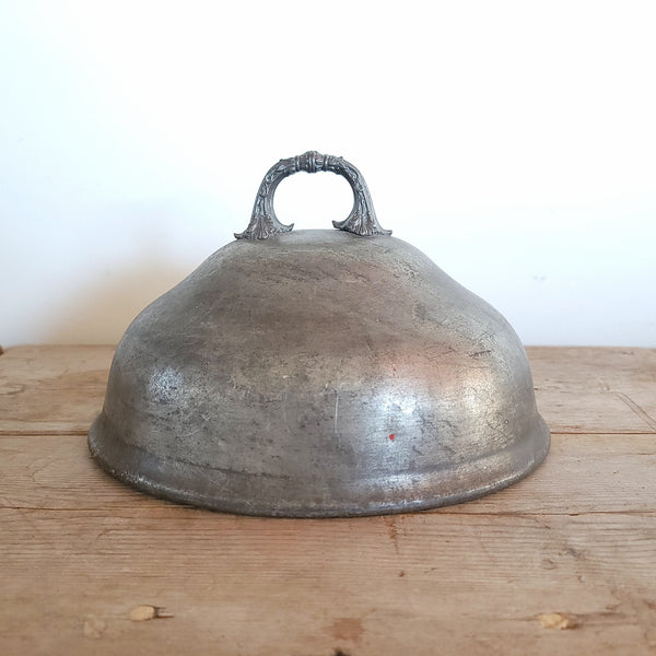 Antique English Pewter Metal Food Dome