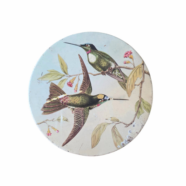 Vintage Biscuit Tin With Hummingbirds