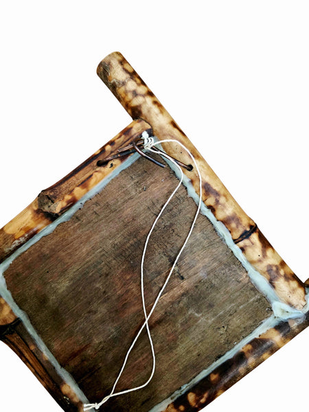 Antique French Bamboo Mirror With Bevelled Glass