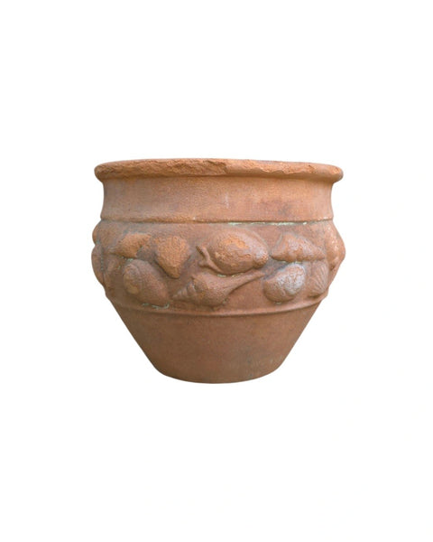 Terra Cotta Flower Cache Pot With Seashells