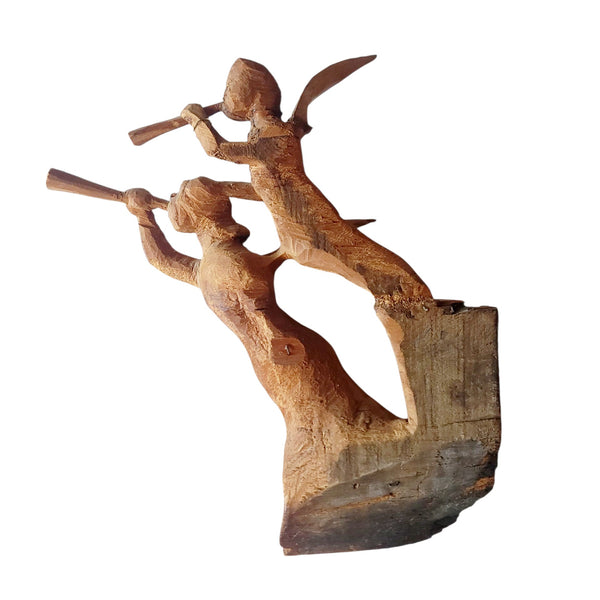Carved Wood Angel Pair