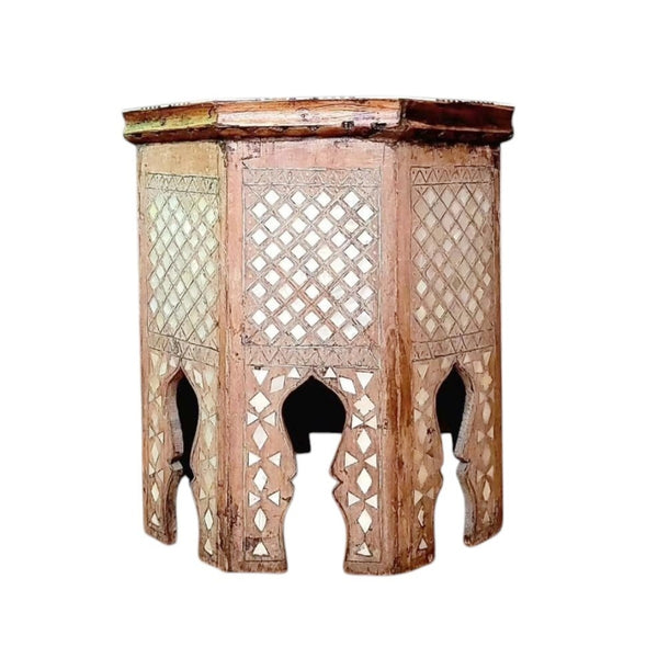 19th Century Moorish Octagonal Tabouret Table Mother Of Pearl Inlay