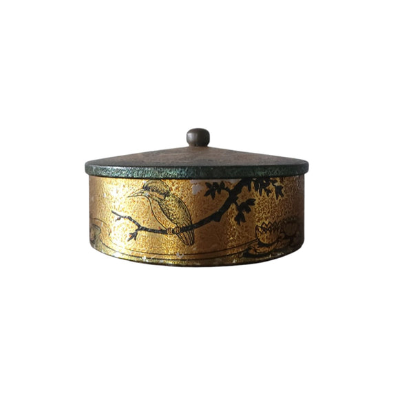 Antique Tin With Kingfishers