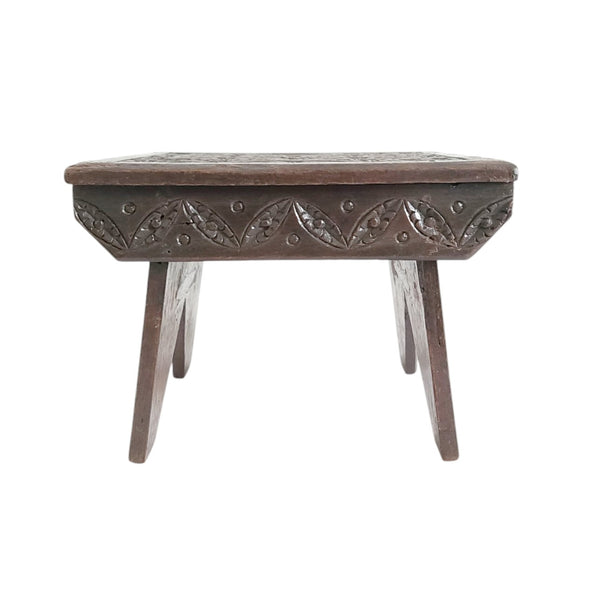 Antique Chip Carved Wee Stool