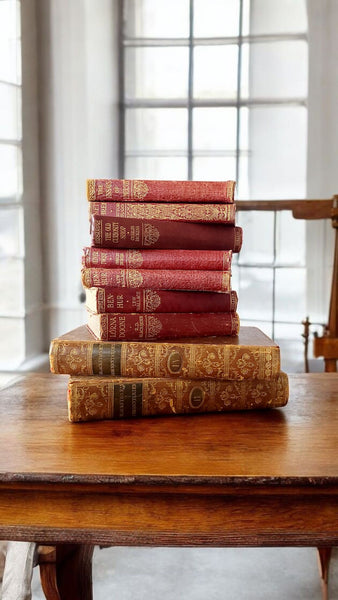 Stack Of Antique Red Books