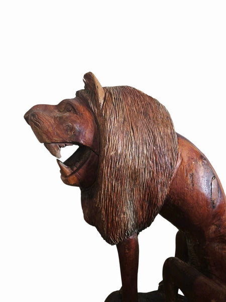20th Century Quebec 38" Tall Floor Sculpture Folk Art Lion