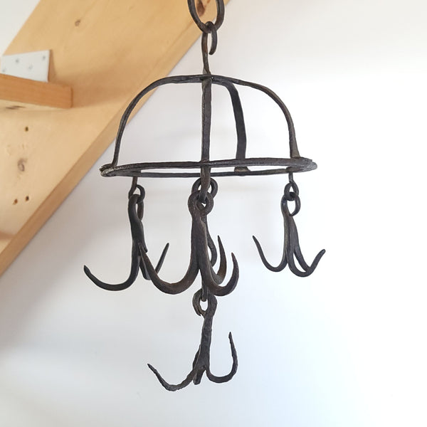 Antique French Wrought Iron Kitchen Hook Hanger