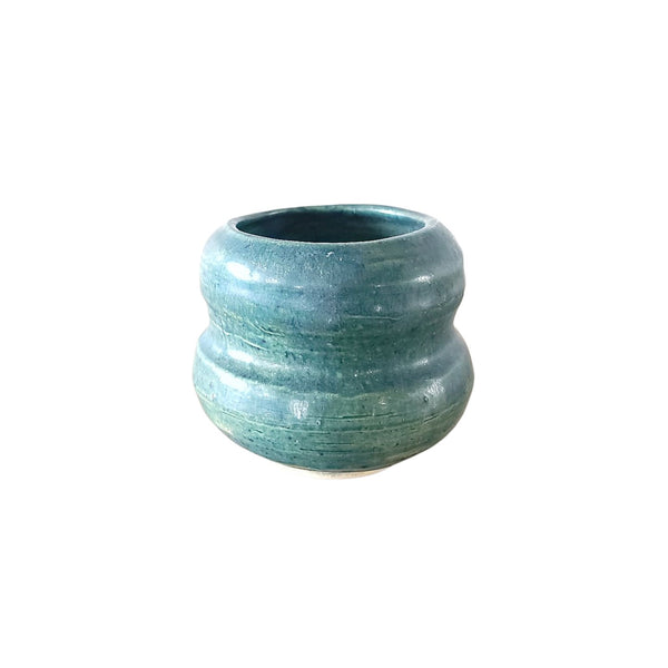 Green Shapely Small Pottery Pot