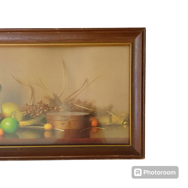 Vintage Stillife Print With Fruit & Cherubs