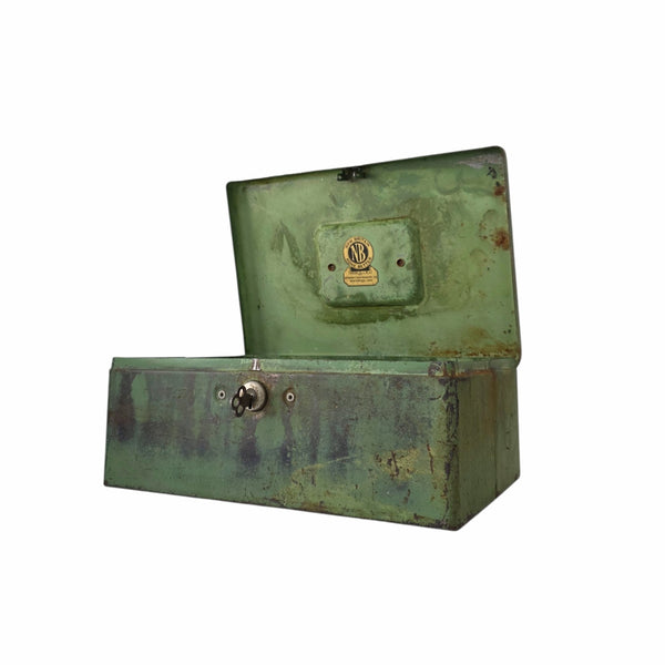 Vintage Industrial Green Metal Small Storage Box