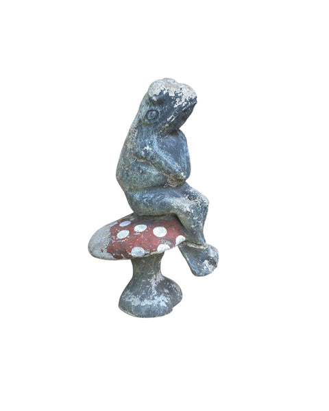 Cement Garden Frog On Toadstool