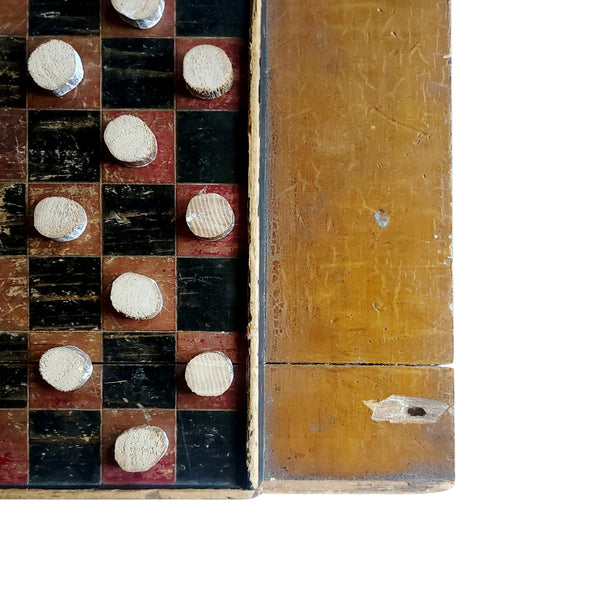 Antique Painted Wood Checkers Board
