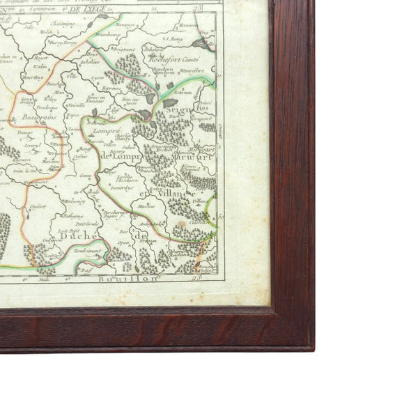 Antique Copper Plate Engraved Map Of Luxembourg by Vaugondy