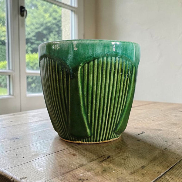 Green Pottery Roseville Planter Cache Pot
