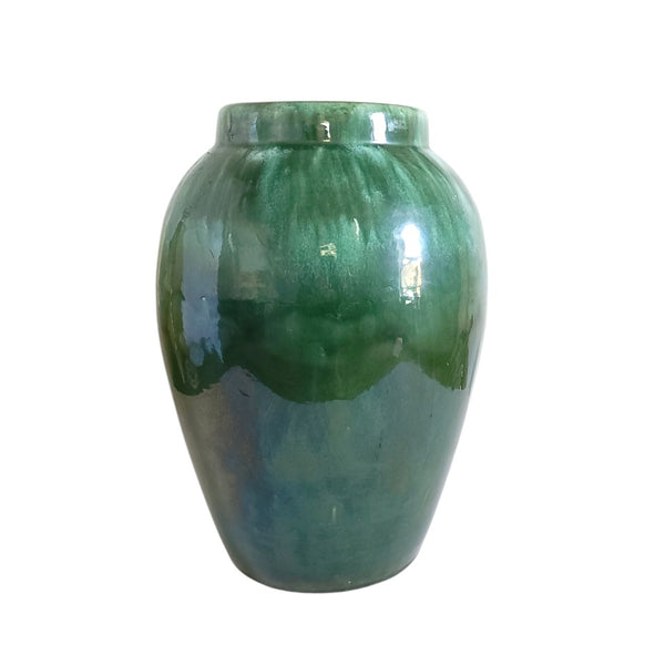 Large RRPCO Green Glaze Ceramic Oil Jar Vase