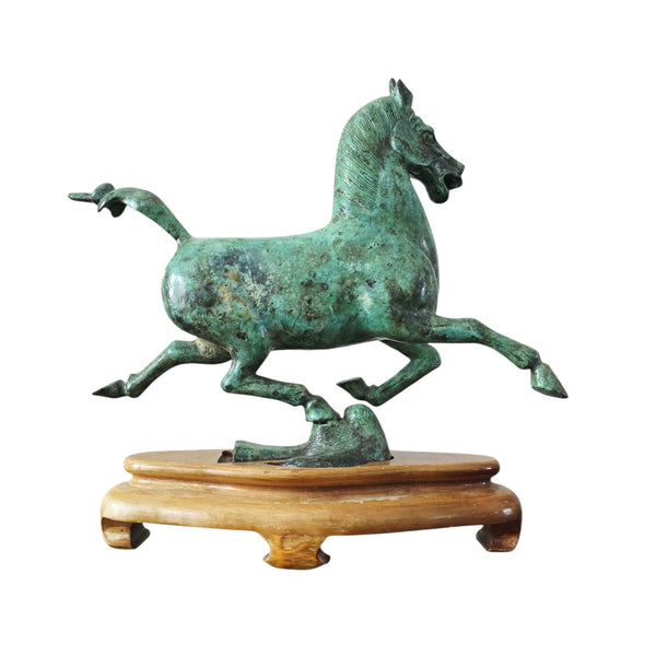 A Bronze 'Flying Horse Of Gansu' In Verdigris Patina
