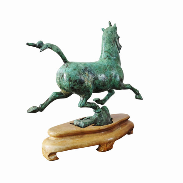 A Bronze 'Flying Horse Of Gansu' In Verdigris Patina