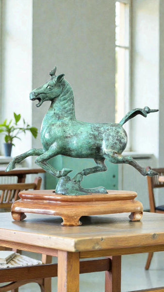 A Bronze 'Flying Horse Of Gansu' In Verdigris Patina