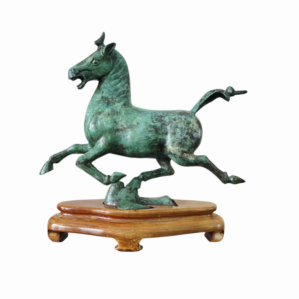 A Bronze 'Flying Horse Of Gansu' In Verdigris Patina