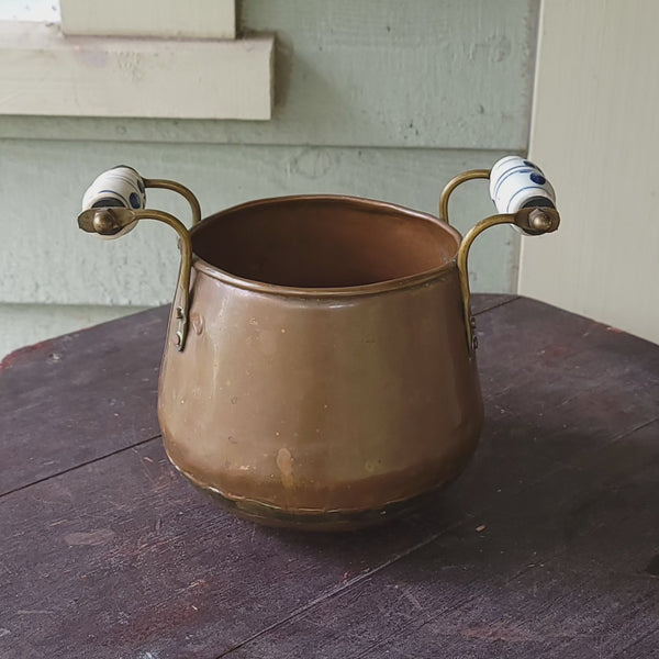 Copper Planter With Deltware Handles