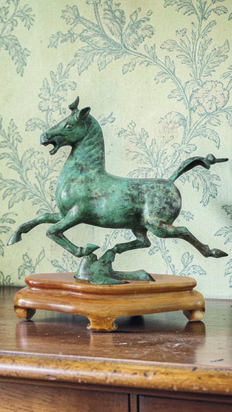 A Bronze 'Flying Horse Of Gansu' In Verdigris Patina