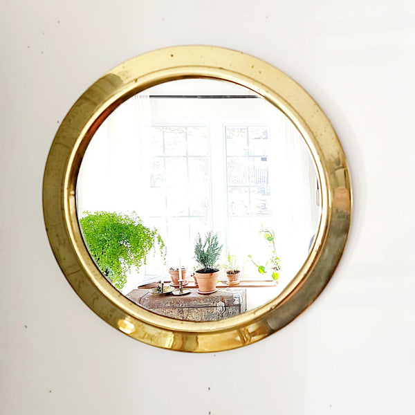 English Brass Porthole Mirror